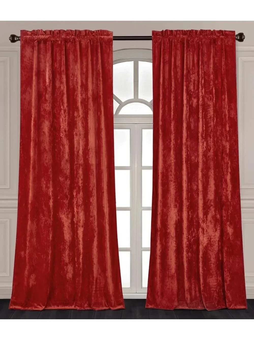 Brick Velvet Curtain Panel